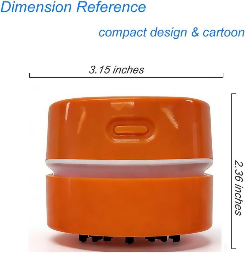 Vishui Mini Desk Vacuum Cleaner, Rechargeable Cordless Handheld Crumb Sweeper for Home Office School Cars, Premium Table Dust Vacuums, Orange - Image 2